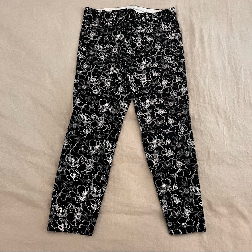 Brooks Brothers Black and White Floral Straight Pants